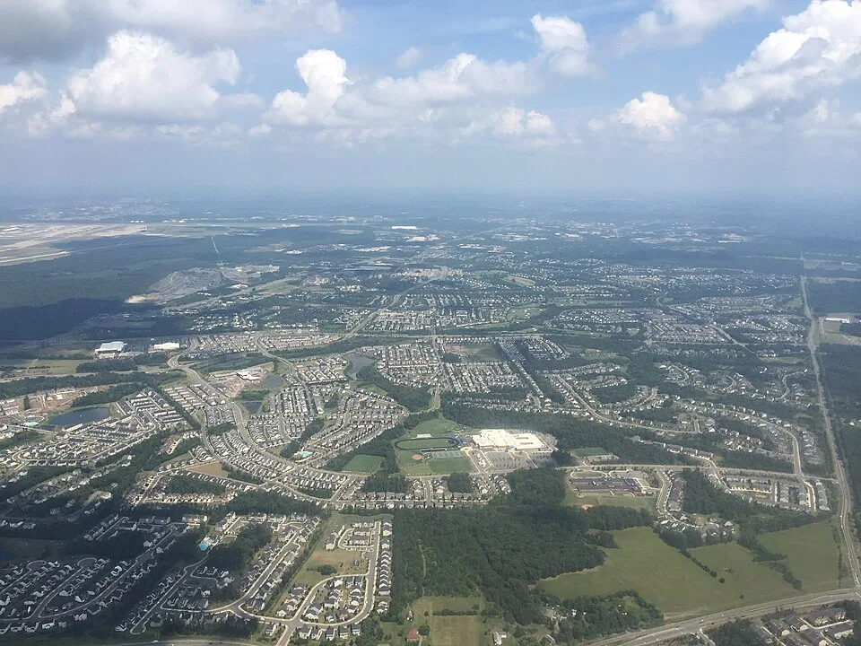 Aerial view of South Riding with Freedom High School